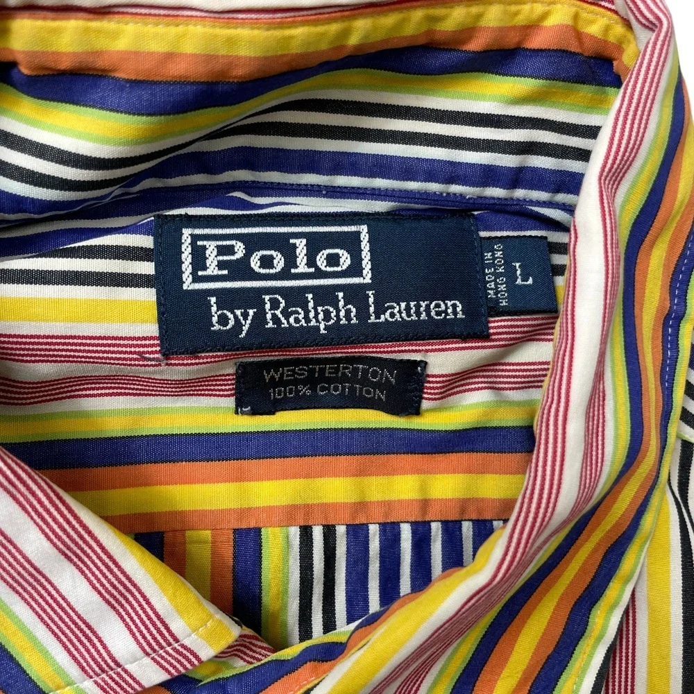 Polo Ralph Lauren Large Westerton 100% Cotton Long Sleeve Striped Button Up